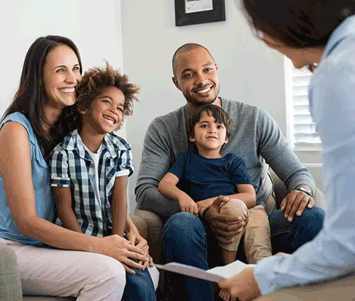 family talks together about adoption