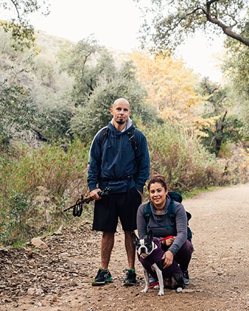 SteveJasminaEnjoy-Hiking Hopeful Catholic adoptive couple in California pose for a photo on their adventure